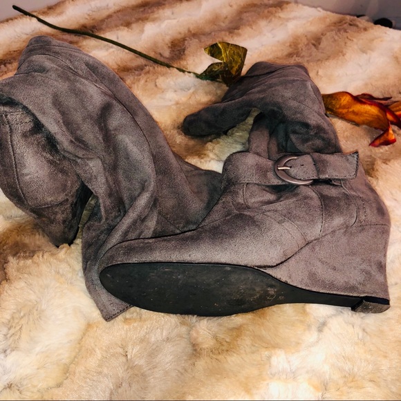 Aldof gray wedge heel boots - Picture 7 of 7